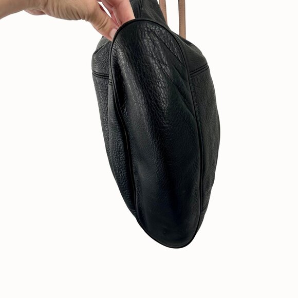 MICHAEL MICHAEL KORS JET SET PEBBLED BLACK TAN LEATHER TOTE BAG PURSE W/ CHARM - Picture 8 of 15